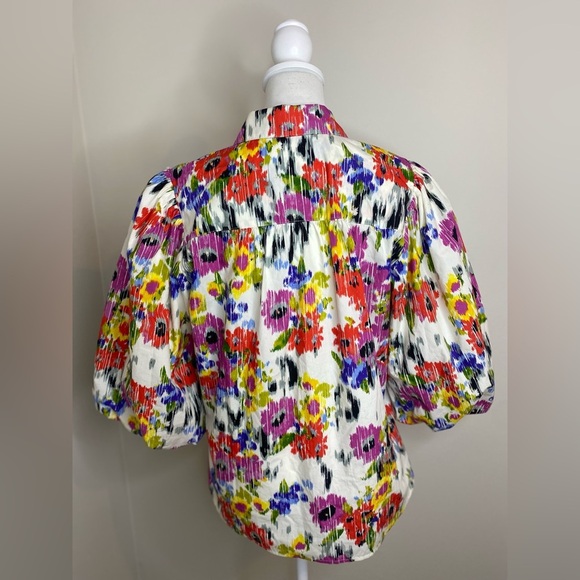 ANTHROPOLOGIE MAEVE Rachael collared  Floral Blouse Balloon Sleeve Size Medium - Picture 9 of 12